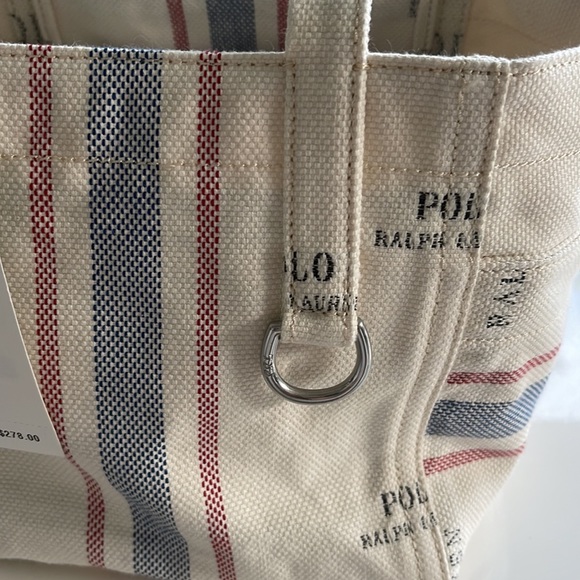 Polo by Ralph Lauren Cream Tote with Red and Blue Stripes - Picture 3 of 7